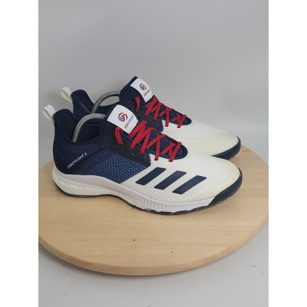 Adidas Crazyflight X 3 USA Volleyball Shoes D97836 Women 9 White Navy Red Core